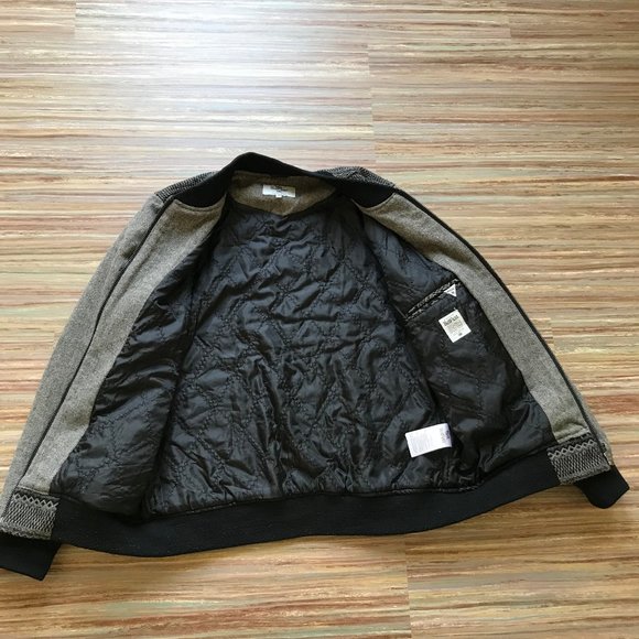 Bellfield Wool Blend Bomber Style Lined Jacket Grey Southwestern Print - Picture 4 of 10